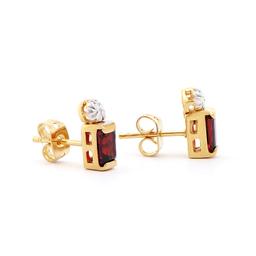 Plated 18KT Yellow Gold 1.04cts Garnet and Diamond Earrings