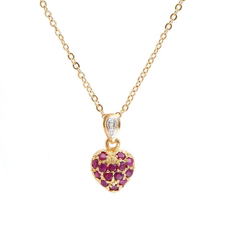 Plated 18KT Yellow Gold 0.71cts Ruby and Diamond Necklace