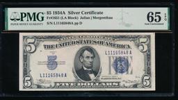 1934A $5 Silver Certificate PMG 65EPQ