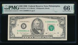 1990 $50 Philadelphia FRN PMG 66EPQ