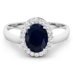 14KT White Gold 2.10ct Blue Sapphire and Diamond Ring