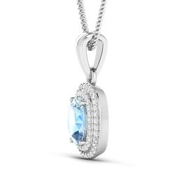 14KT White Gold 0.96ct Aquamarine and Diamond Pendant with Chain