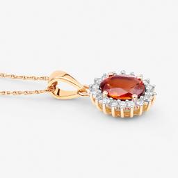 14KT Yellow Gold 1.87ctw Spessartite Garnet and White Diamond Pendant