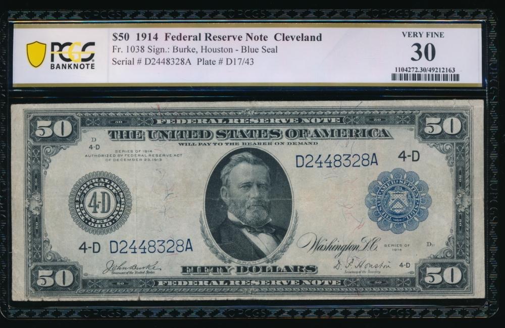 1914 $50 Cleveland FRN PCGS 30