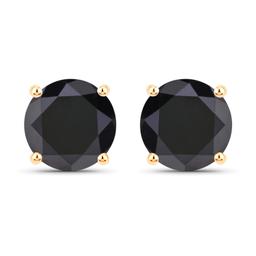 14KT Yellow Gold 4.12ctw Black Diamond Earrings