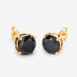 14KT Yellow Gold 4.12ctw Black Diamond Earrings