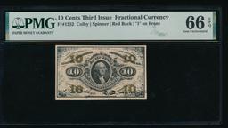 10 Cent Third Issue Fractional PMG 66EPQ