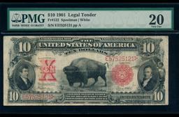 1901 $10 Bison Legal Tender Note PMG 20