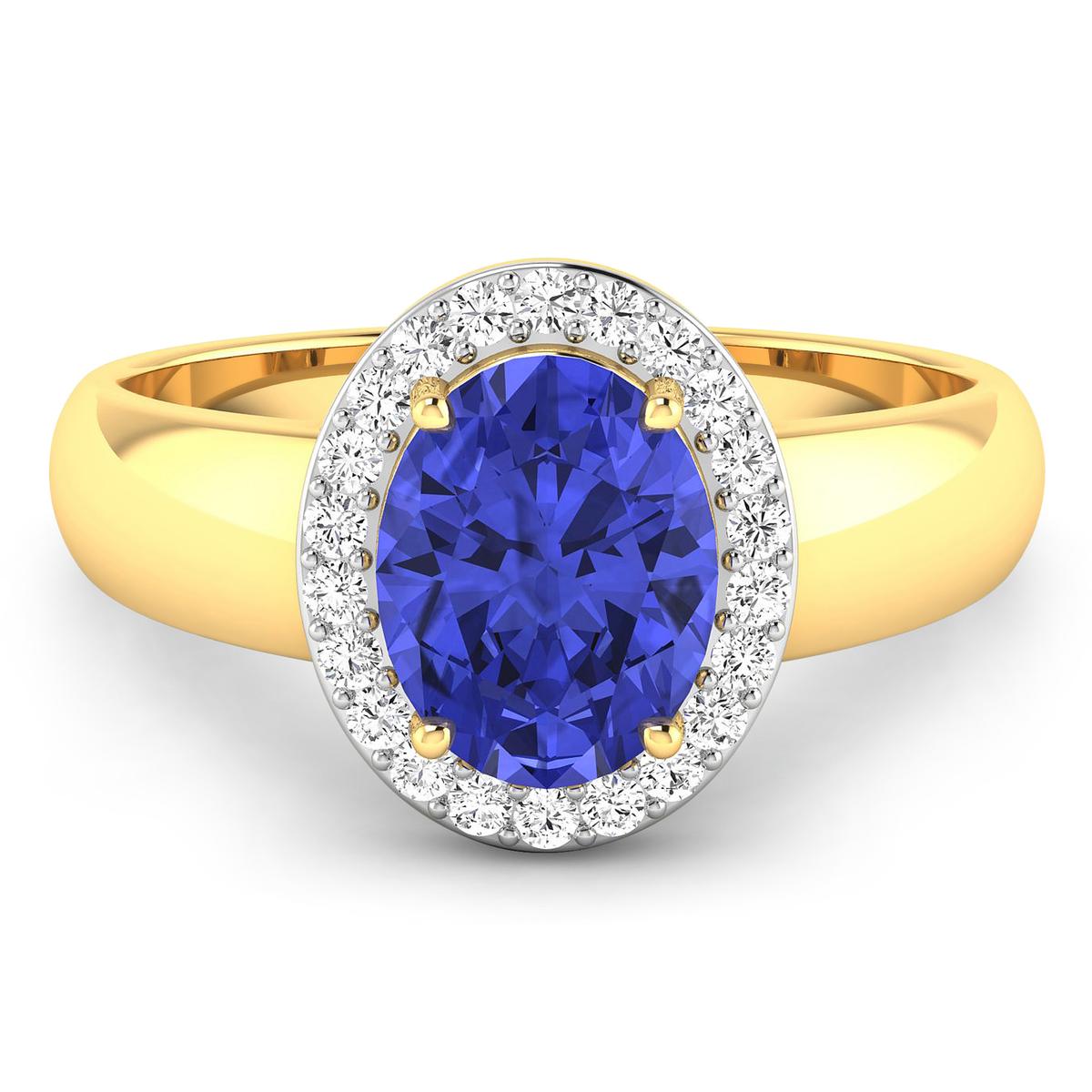 14KT Yellow Gold 1.41ct Tanzanite and Diamond Ring