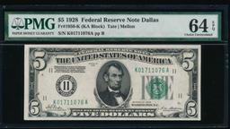 1928 $5 Dallas FRN PMG 64EPQ