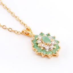 Plated 18KT Yellow Gold 1.00ctw Emerald and Diamond Pendant with Chain