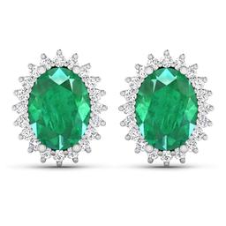 14KT White Gold 2.00ctw Emerald and Diamond Earrings