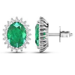 14KT White Gold 2.00ctw Emerald and Diamond Earrings
