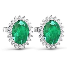 14KT White Gold 2.00ctw Emerald and Diamond Earrings