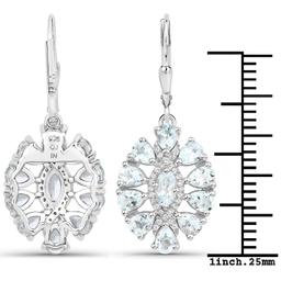 Plated Rhodium 2.80ctw Aquamarine and White Topaz Earrings