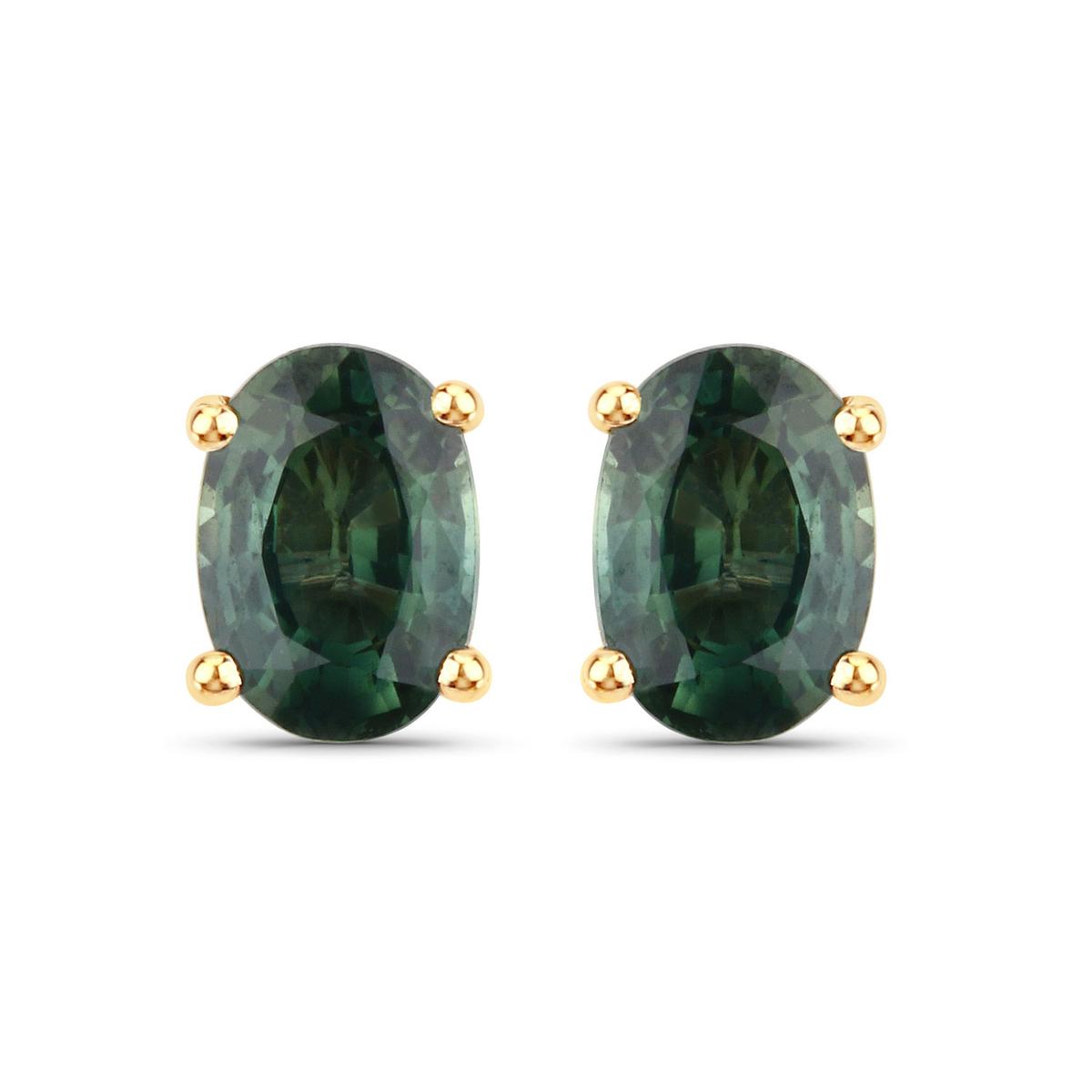 14KT Yellow Gold 1.16ctw Green Sapphire Earrings