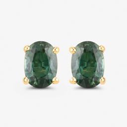 14KT Yellow Gold 1.16ctw Green Sapphire Earrings