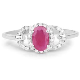 10KT White Gold 0.64ctw Ruby and White Diamond Ring