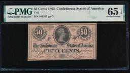 50 Cent 1863 T-63 Confederate PMG 65EPQ