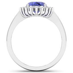 14KT White Gold 1.09ct Tanzanite and Diamond Ring