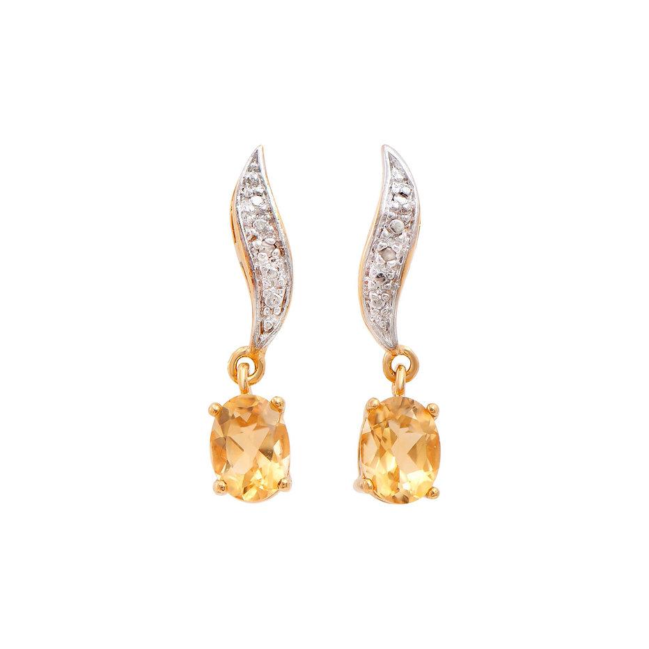 Plated 18KT Yellow Gold 2.04ctw Citrine and Diamond Earrings