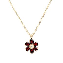 Plated 18KT Yellow Gold 2.26cts Garnet and Diamond Necklace