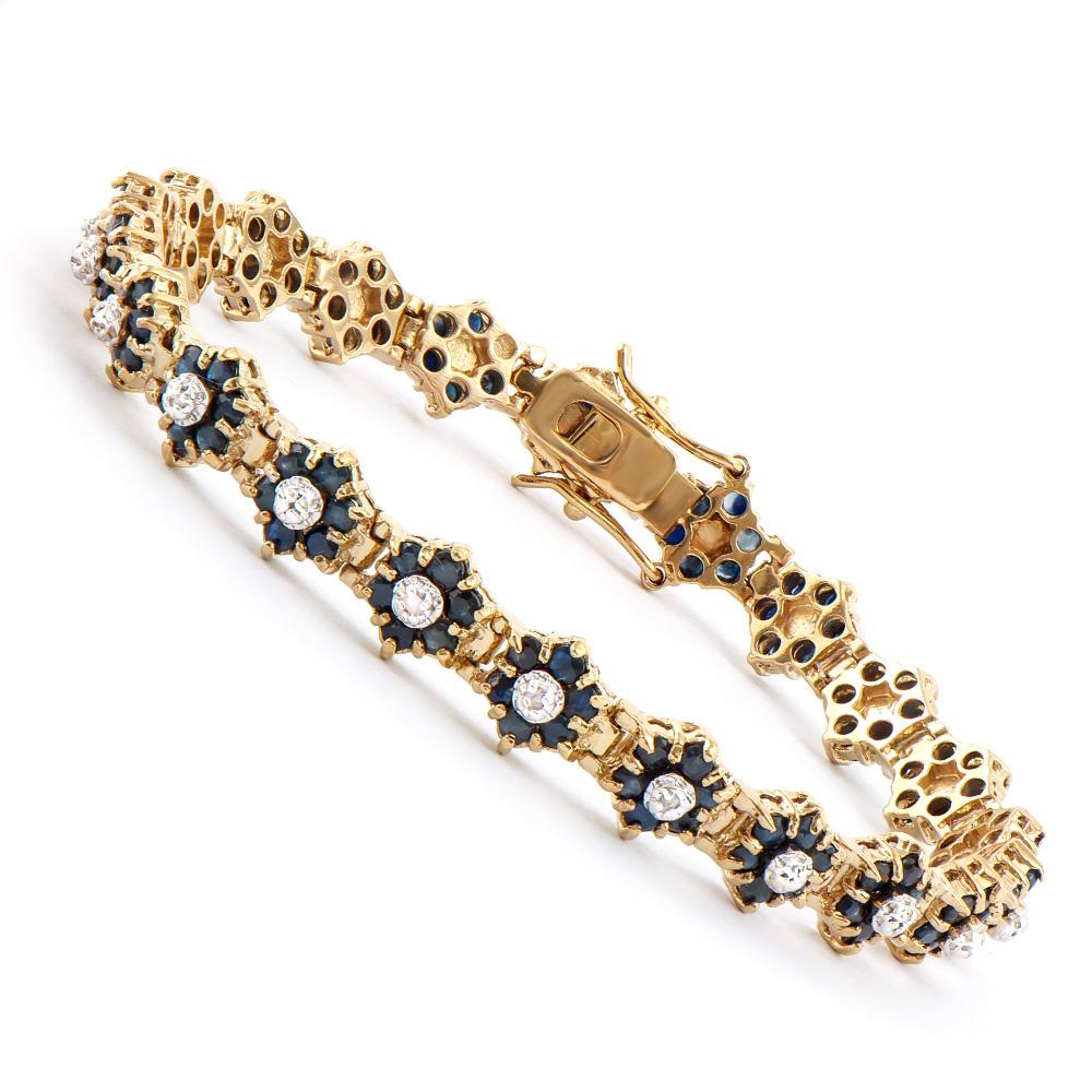 Plated 18KT Yellow Gold 6.55ctw Black Sapphire and Diamond Bracelet