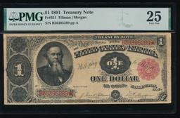 1891 $1 Treasury Note PMG 25