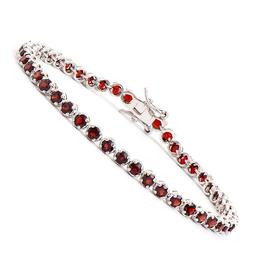 Plated Rhodium 4.52cts Garnet Bracelet