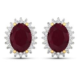 14KT Yellow Gold 3.00ctw Ruby and Diamond Earrings