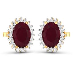 14KT Yellow Gold 3.00ctw Ruby and Diamond Earrings