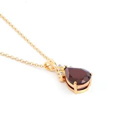 Plated 18KT Yellow Gold 3.25ctw Garnet and Diamond Pendant with Chain