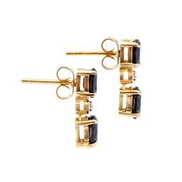 Plated 18KT Yellow Gold 3.30ctw Black Sapphire and Diamond Earrings