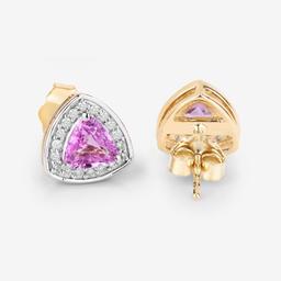14KT Yellow Gold 1.05ctw Pink Sapphire and White Diamond Earrings