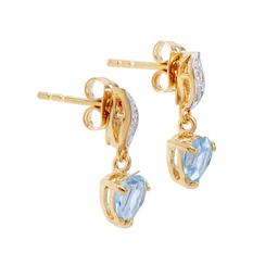 Plated 18KT Yellow Gold 1.65ctw Blue Topaz and Diamond Earrings