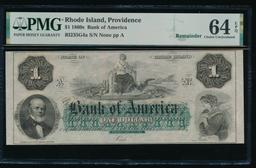 1860's $1 Providence RI Obsolete PMG 64EPQ