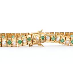 Plated 18KT Yellow Gold 1.80ctw Emerald and Diamond Bracelet