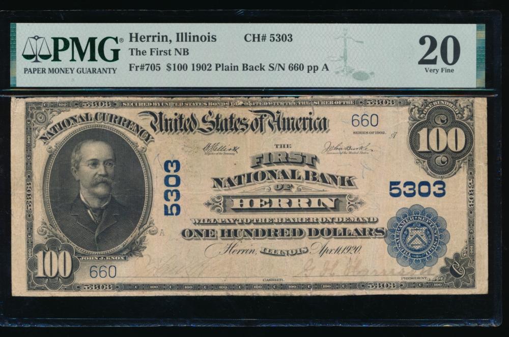 1902 $100 Herrin IL National PMG 20