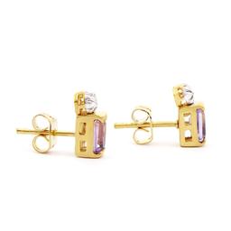 Plated 18KT Yellow Gold 1.04cts Amethyst and Diamond Earrings