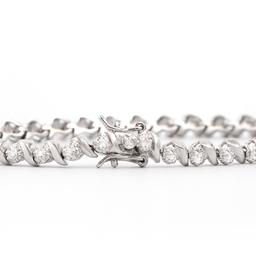 Plated Rhodium 0.27ctw Diamond Bracelet