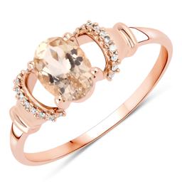 14KT Rose Gold 0.75ctw Morganite and White Diamond Ring