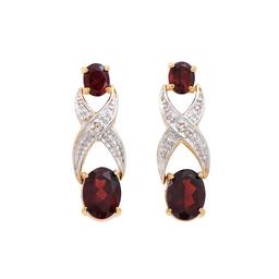 Plated 18KT Yellow Gold 2.86cts Garnet and Diamond Earrings