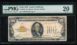 1928 $100 Gold Certificate PMG 20