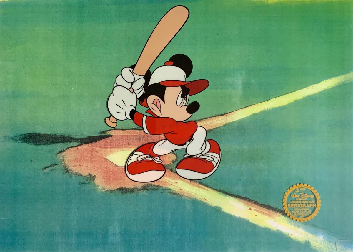 Fine Art Disney Mickey Mouse Baseball Sericel Animation Art Cel