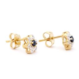 Plated 18KT Yellow Gold 0.32cts Sapphires and Diamond Earrings