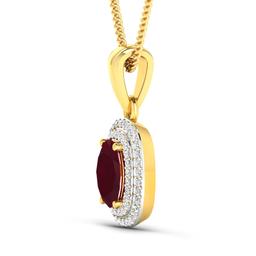 14KT Yellow Gold 1.5ct Ruby and Diamond Pendant with Chain