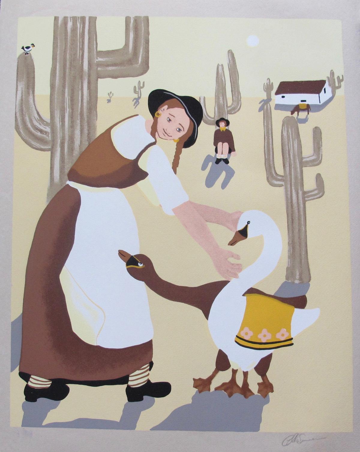 Elke Sommer Happy Is The Desert Hand Signed Limited Edition Serigraph Folk Art