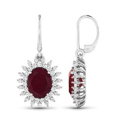 14KT White Gold 4.60ctw Ruby and Diamond Earrings