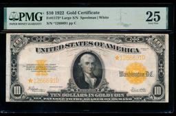 1922 $10 STAR Gold Certificate PCGS 25
