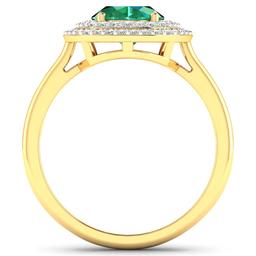 14KT Yellow Gold 1.53ct Zambian Emerald and Diamond Ring